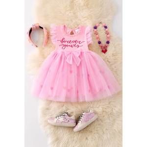 NEW KIDSCHARM girl's "forever yours" tulle dress in pink